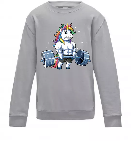 Дитячий світшот Єдиноріг з штангою Сірий меланж фото