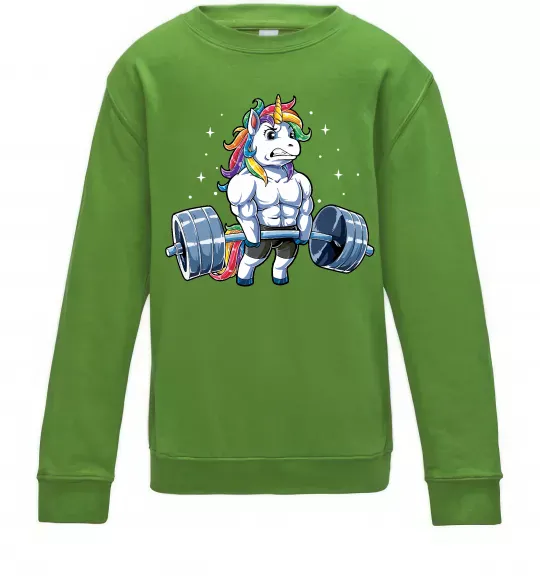 Дитячий світшот Єдиноріг з штангою Лаймовий фото
