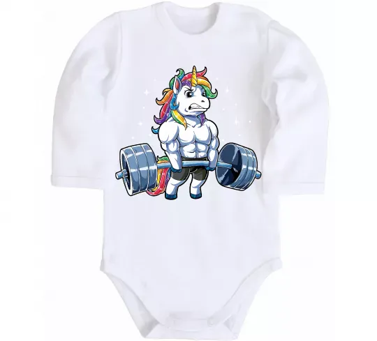Детский боди Єдиноріг з штангою Белый фото