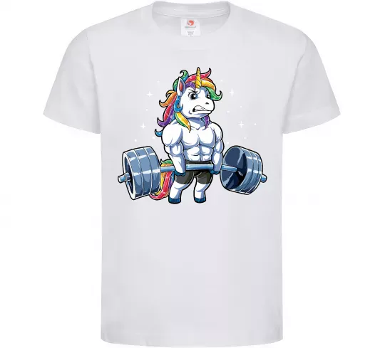 Дитяча футболка Єдиноріг з штангою Білий фото
