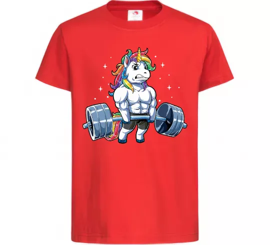 Дитяча футболка Єдиноріг з штангою Червоний фото
