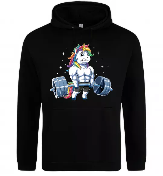 Чоловіча толстовка (худі) Єдиноріг з штангою Чорний фото