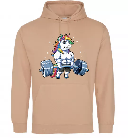 Жіноча толстовка (худі) Єдиноріг з штангою Пісочний фото