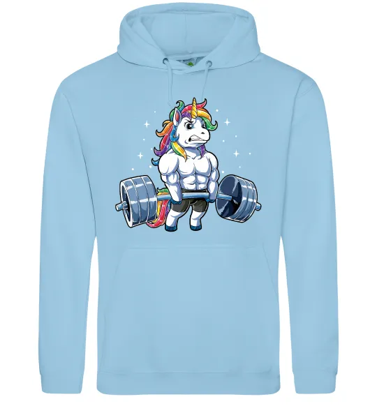 Жіноча толстовка (худі) Єдиноріг з штангою Блакитний фото