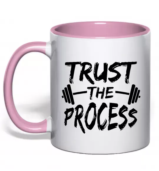 Чашка з кольоровою ручкою Trust the process Ніжно рожевий фото