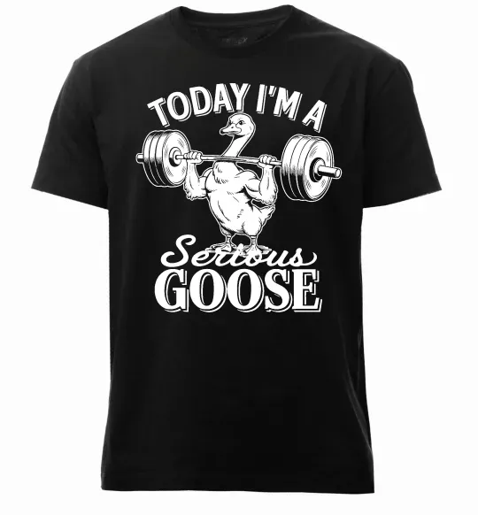 Чоловіча преміум футболка Today i`m a serious goose Чорний фото