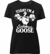 Женская премиум футболка Today i`m a serious goose Черный фото