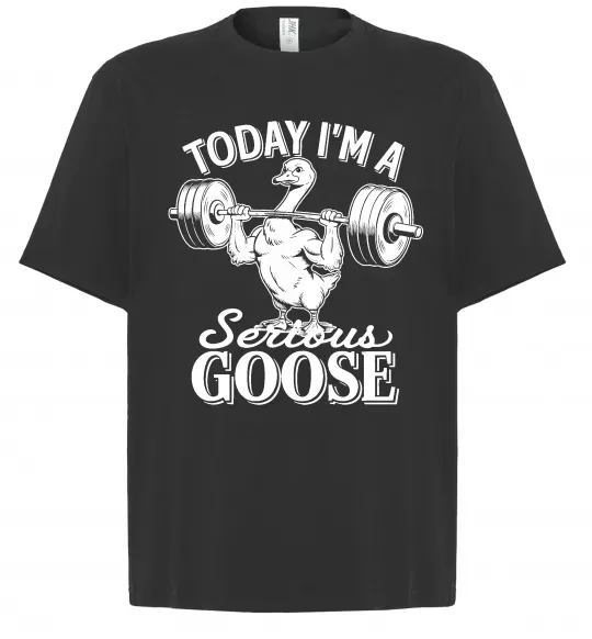 Футболка Оверсайз Today i`m a serious goose Чорний фото