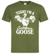 Чоловіча футболка Today i`m a serious goose Оливковий фото