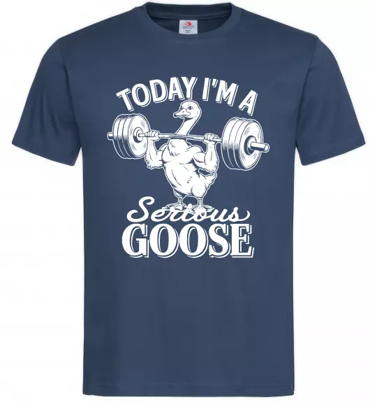 Чоловіча футболка Today i`m a serious goose Темно-синій фото