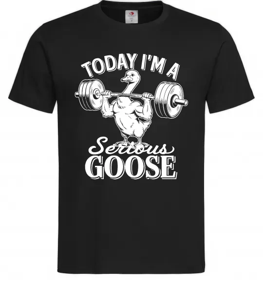 Чоловіча футболка Today i`m a serious goose Чорний фото