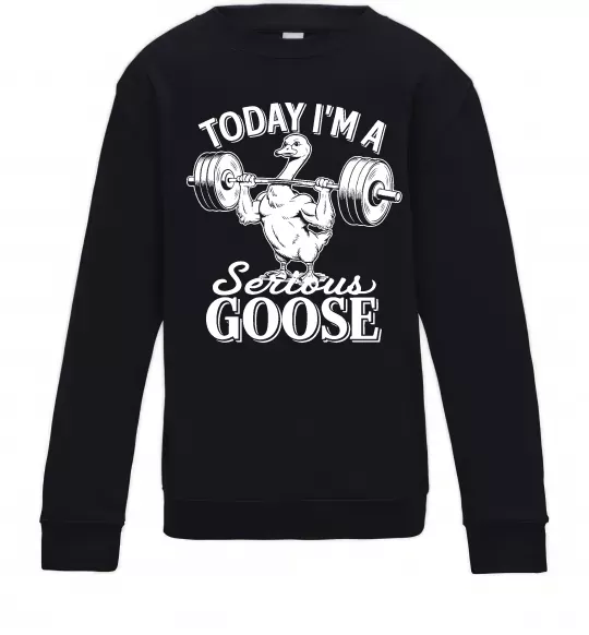 Дитячий світшот Today i`m a serious goose Чорний фото