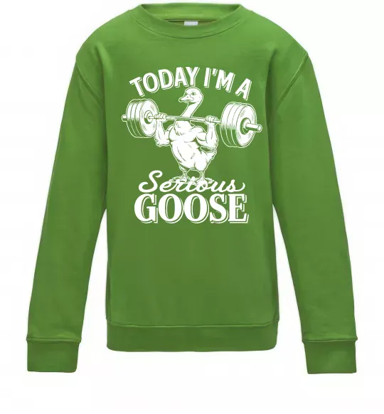 Дитячий світшот Today i`m a serious goose Лаймовий фото