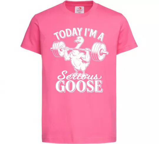 Дитяча футболка Today i`m a serious goose Яскраво-рожевий фото
