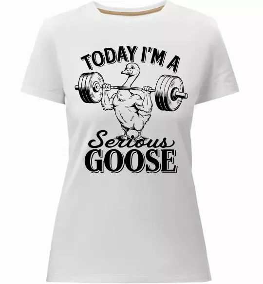 Женская премиум футболка Today i`m a serious goose Белый фото