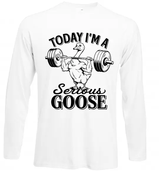 Лонгслів Today i`m a serious goose Білий фото