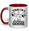Чашка з кольоровою ручкою Today i`m a serious goose Червоний фото