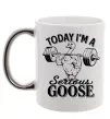 Чашка з кольоровою ручкою Today i`m a serious goose Срібло фото