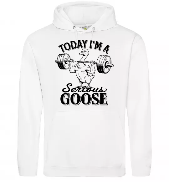 Чоловіча толстовка (худі) Today i`m a serious goose Білий фото