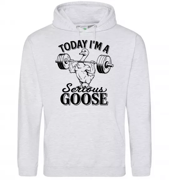 Чоловіча толстовка (худі) Today i`m a serious goose Сірий меланж фото