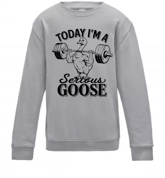 Дитячий світшот Today i`m a serious goose Сірий меланж фото