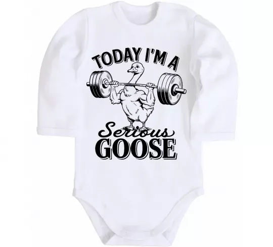 Детский боди Today i`m a serious goose Белый фото