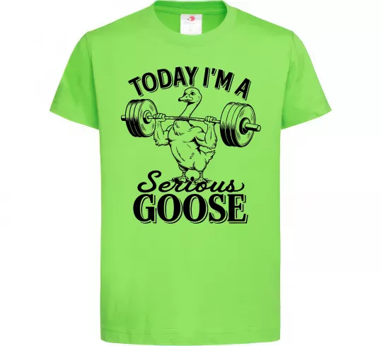 Дитяча футболка Today i`m a serious goose Лаймовий фото