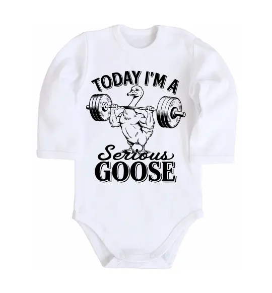 Дитячий бодік Today i`m a serious goose Білий фото