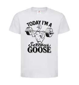 Детская футболка Today i`m a serious goose Белый фото