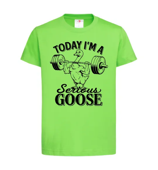 Детская футболка Today i`m a serious goose Лаймовый фото