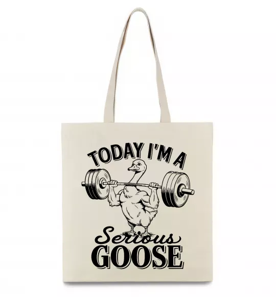 Еко-сумка Today i`m a serious goose Бежевий фото