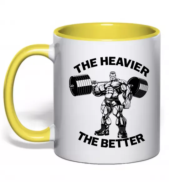Чашка з кольоровою ручкою The heavier the better Сонячно жовтий фото
