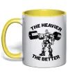 Чашка з кольоровою ручкою The heavier the better Лимонний фото
