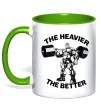 Чашка з кольоровою ручкою The heavier the better Лаймовий фото
