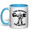 Чашка з кольоровою ручкою The heavier the better Блакитний фото