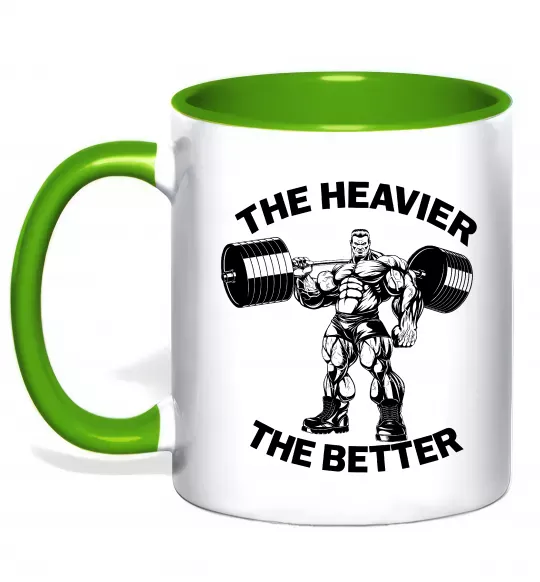 Чашка з кольоровою ручкою The heavier the better Зелений фото