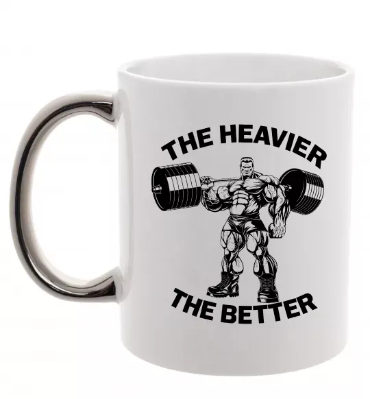 Чашка з кольоровою ручкою The heavier the better Срібло фото