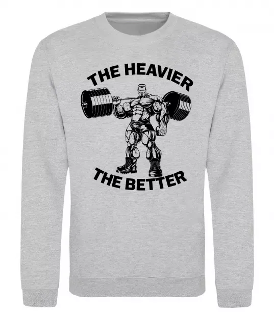 Світшот The heavier the better Сірий меланж фото