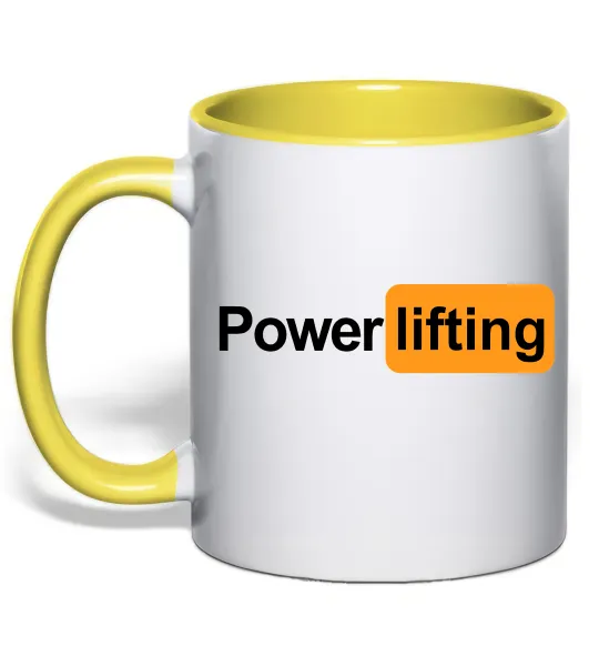 Чашка с цветной ручкой Powerlifting hub Лимонный фото