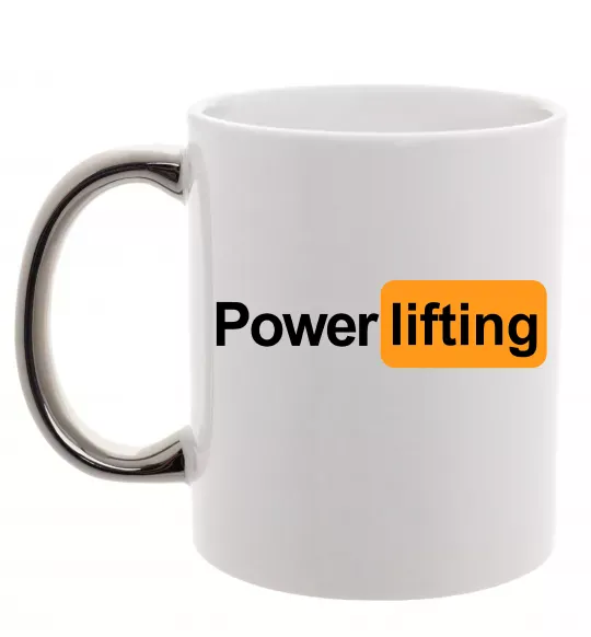 Чашка з кольоровою ручкою Powerlifting hub Срібло фото