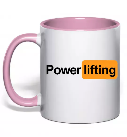Чашка з кольоровою ручкою Powerlifting hub Ніжно рожевий фото