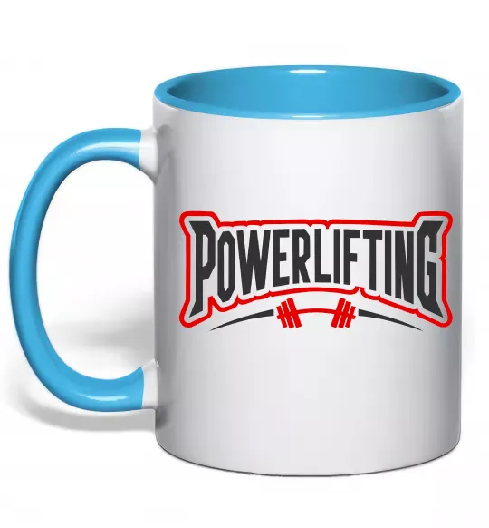 Чашка з кольоровою ручкою Powerlifting Блакитний фото