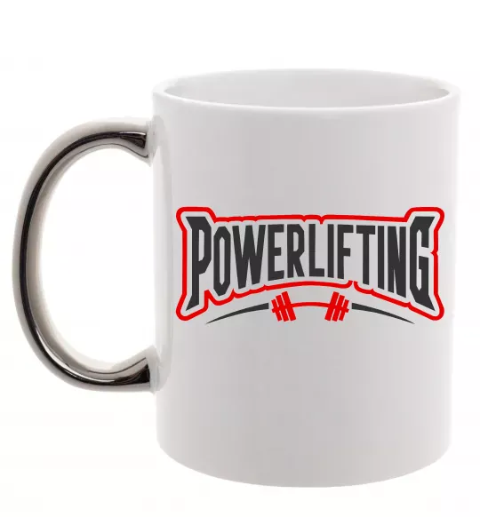 Чашка з кольоровою ручкою Powerlifting Срібло фото