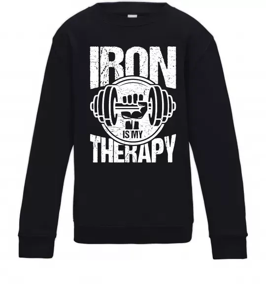Детский Свитшот Iron is my therapy Черный фото