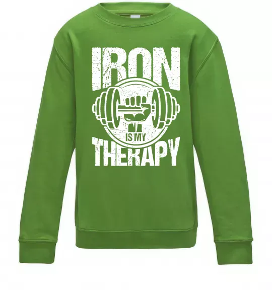 Детский Свитшот Iron is my therapy Лаймовый фото