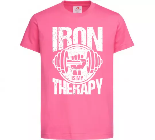 Детская футболка Iron is my therapy Ярко-розовый фото