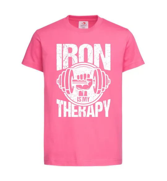 Дитяча футболка Iron is my therapy Яскраво-рожевий фото