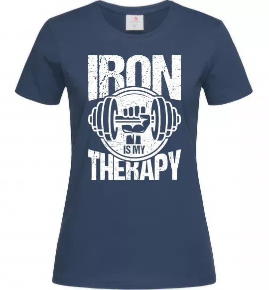 Жіноча футболка Iron is my therapy Темно-синій фото