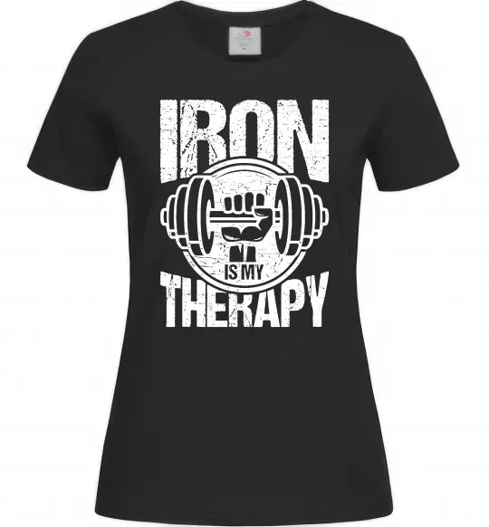 Жіноча футболка Iron is my therapy Чорний фото