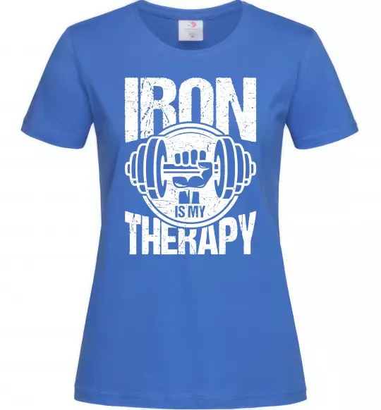 Жіноча футболка Iron is my therapy Яскраво-синій фото